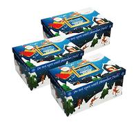Christmas Eve Box Decorative Festive Gift Treat Box - Santa Blue Set of 3 - Flat Packed Assembly Required - 15.5cm (H) x 33.5cm (L) x 23cm (W)