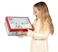 Christmas Eve Box - Festive Cardboard Present Box Featuring Santa, Snowmen, Reindeer & Presents - Holiday Season Gift Boxes for Christmas Eve Treats and Surprises - 12 Pack
