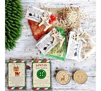 Christmas Eve Box Fillers for Kids - 3 Pack Reindeer Food, Magical Reindeer Dust, Santa’s Lost Buttons, Rudolph Tag, Wooden Reindeer Decorations & Xmas Eve Checklists