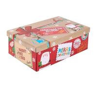 Christmas Eve Box for Kids - Large 32cm Red Merry Christmas Delivery Santa Gift Box with Lid - Reusable Cardboard Present Box for Xmas Eve Treats Pyjamas Chocolates Toys