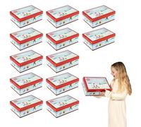 Christmas Eve Box - Pack of 12 - Festive Cardboard Present Box Featuring Santa, Presents, Snowmen And Reindeer - Holiday Season Present Gift Box