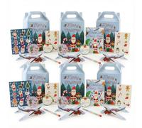 Christmas Eve Box Toy & Activity Set - Pack of 6 - Glider, Treat Box, Mini Stickers, Temporary Tattoos, Stacker Pencil, Name Sticker, Maze Puzzle, Activity Book - 48 Piece Fun Xmas Activity Set