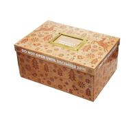 Christmas Eve Box Unisex Wood Design Decorative Cardboard Festive Gift Treat Box - Assembly Required - 15.5cm (H) x 33.5cm (L) x 23cm (W)