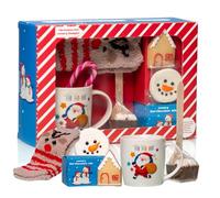 Christmas eve luxury gift hamper kids Christmas hot chocolate and marshmallow gift hamper with snowman socks, gingerbread house, candy cane, snowman mug and more gift set for kids toddlers