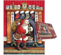 Christmas Eve Nostalgia 500 Piece Jigsaw Puzzle - Festive Vintage Fireplace Scene with Santa, Stockings & Classic Holiday Charm - Heartwarming Family Puzzle for the Holidays