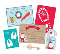 Christmas Eve Set with Santa Stop Here Sign, Placemat, Nice List Certificate, Santa's Magic Key and Reindeer Footprint Stencils