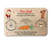 Christmas Eve/Solid Wooden Santa, Father Christmas Treat Plate, Platter Board, Place Mat (Personalised)