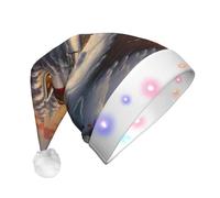 Christmas Eve Warm Light Snow House LED Light Santa Hatï¼ŒUnisex Christmas New Year Adult Hat, Plush New Year Christmas Party Gift