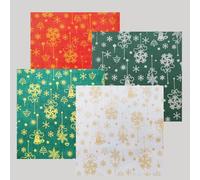 Christmas Fabric 10 PCS,Xmas Snowflake Fat Quarters Fabric Bundles 7.9 x 7.9 Inch,Christmas Green Red Sewing Material Cotton Linen Fabric Squares Patchwork for Sewing Quilting DIY Crafts