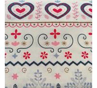 Christmas Fabric - 100% Cotton Printed Fabric - Festive Holiday Xmas Tree Material - 44” Wide - Ideal for Quilting, Crafts & Sewing Projects, Santa North Pole (Scandi Beige Love Hearts, Two Metres)