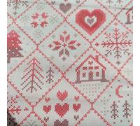 Christmas Fabric - 100% Cotton Printed Fabric - Festive Holiday Xmas Tree Material - 44” Wide - Ideal for Quilting, Crafts & Sewing Projects (Cross-Stitch Winter, Half Metre)
