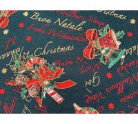 Christmas Fabric - 100% Cotton Printed Fabric - Festive Holiday Xmas Tree Material - 44” Wide - Ideal for Quilting, Crafts & Sewing Projects, Santa North Pole (Merry Christmas Dark Green, Metre)