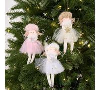 Christmas Fabric Angel Ornaments 3 PCS Tulle Skirt Design
