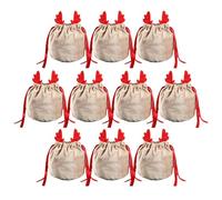 Christmas Fabric Bag,Christmas Bag,10 Christmas Drawstring Bags with Antlers | Portable Velvet Bag, Reusable Halloween Burlap Bags for Holiday Favor Supplies