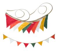 Christmas Fabric Bunting Garland - 10-Piece Cotton Holiday Decoration 2.6m, Red Green Vintage Flags for Xmas Party Nursery Garden Tent Decor