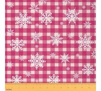Christmas Fabric by The Yard 1 Yard (L92*W150cm) Kids Plaid Buffalo Check Waterproof Outdoor Fabric for Sofa Couch Xmas Snowflake Upholstery Fabric for Chairs Winter DIY Reupholstery Fabric