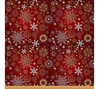 Christmas Fabric by The Yard,Winter Snowflake Madala Floral Fabric for and Home DIY Projects,Xmas Snowflakes Waterproof Outdoor Fabric,1 Yard,(L92*W150cm) Red Golden