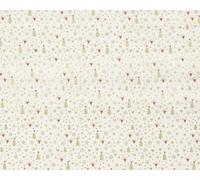 Christmas Fabric - Christmas Twigs - Gold Trees Love Hearts Stars on Ivory - 145cm Wide