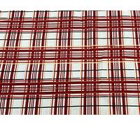 Christmas Fabric - Cream & Red Metallic Gold Festive Tartan Print - Cotton Craft Fabric Material Metre (132843EIC)