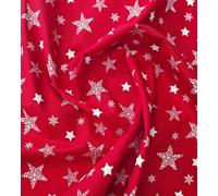 Christmas Fabric - Cream Stars on Red - Xmas Craft Fabric Material Metre