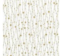 Christmas Fabric - Gold & Silver Glitter Stars on White - Xmas Craft Fabric Material Metre