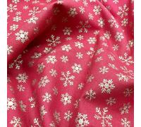 Christmas Fabric - Gold Snowflakes on Red - Xmas Craft Fabric Material Metre