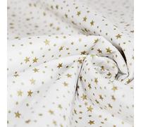 Christmas Fabric - Metallic Gold Stars on Ivory - Xmas Cotton Craft Fabric Material