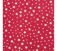Christmas Fabric - Metallic Gold Stars on Red - Cotton Xmas Craft Fabric Material