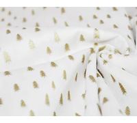 Christmas Fabric - Metallic Gold Trees on Ivory - Xmas Craft Fabric Material Metre - 140cm Wide