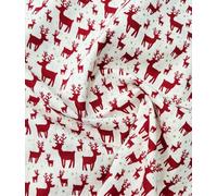 Christmas Fabric - Red Reindeers Stags on Off White - Xmas Craft Fabric Material Metre