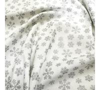 Christmas Fabric - Silver Snowflakes on White - Xmas Craft Fabric Material Metre