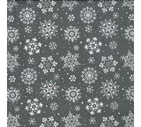 Christmas Fabric - White Snowflakes on Grey - Polycotton Xmas Craft Fabric Material Metre