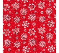 Christmas Fabric - White Snowflakes on Red - Polycotton Xmas Craft Fabric Material Metre