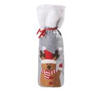 Christmas Fabric Wine Bags - Cute Drawstring Holiday Decoration | Christmas Wine Bottle Decorations - for Birthday Travel Party New Year Family Gathering
