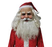 Christmas Face Mask Adults Holiday Santa Clause Latex Mask Old Man White Beard Masks for Festival Party Cosplay Costume (A-Red White 1, One Size)