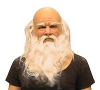 Christmas Face Mask Adults Holiday Santa Clause Latex Mask Old Man White Beard Masks for Festival Party Cosplay Costume (A-White, One Size)