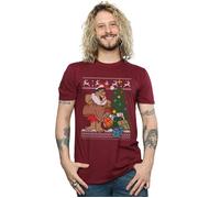 Christmas Fair Isle T-Shirt The Flintstones Burgundy XXL