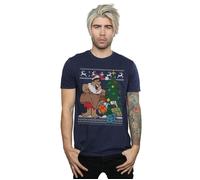Christmas Fair Isle T-Shirt The Flintstones Navy M