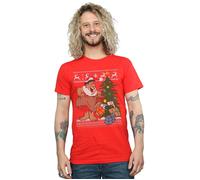 Christmas Fair Isle T-Shirt The Flintstones Red XL