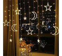 Christmas Fairy Lights Decorations, 3.5m Moon and Star Lights Ramadan Decorations, Ramadan Curtain Lights Eid Decorations for Home Christmas, Wedding, Party, Terrace, Ramadan, Eid, Lawn (Warm White)