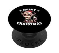 Christmas fairy lights small spotted genet cat PopSockets Adhesive PopGrip