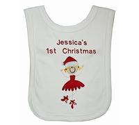 Christmas Fairy Personalised Applique Bib. (White)