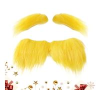 Christmas Fake Mustache: Funny Self Adhesive Beard Yellow Costume Accessory Novelty Facial Accessory With Safe Design | Party Wear For Travel Bonfire Events Festival De Act