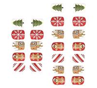 Christmas Fake Nails | Cute Cartoon Stick Nails | Gingerbread Snowflake Christmas Tree Design 24x Full Cover Matte Artificial False Nails for Women