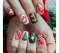 Christmas Fake Nails With Jelly Gel Glues And Nails File Multiple Holiday Designs For Party Manicure ABS Materials Quick Apply Holiday Fake Nail