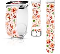 Christmas Fall Watch Band Compatible with Fitbit Versa 4 /Versa 3 /Sense 2 /Sense, Silicone Xmas Snowman Santa Holiday Theme Replacement Smartwatch Wristband strap for Women Men Girl