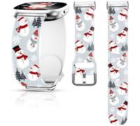 Christmas Fall Watch Band Compatible with Fitbit Versa 4 /Versa 3 /Sense 2 /Sense , Silicone Xmas Snowman Santa Holiday Theme Replacement Smartwatch Wristband strap for Women Men Girl (Christmas Grey