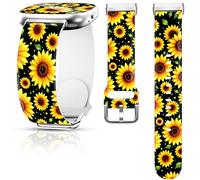 Christmas Fall Watch Band Compatible with Fitbit Versa 4 /Versa 3 /Sense 2 /Sense, Silicone Xmas Snowman Santa Holiday Theme Replacement Smartwatch Wristband strap for Women Men Girl (Sunflower)