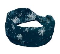 Christmas Falling Snowflakes Snow Nature Scenery Sports Headbands for Women, Elastic Sports Hair Bands Nurse Wide Turban for Workouts Yoga Gym Tennis
