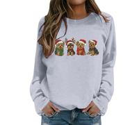 Christmas Family Jumpers,Cozy Fleece Loungewear Top for Winter and Fall Women S Vitamin Desired Fit Casual Everyday Wear Sweatshirt (Grey, XXL)